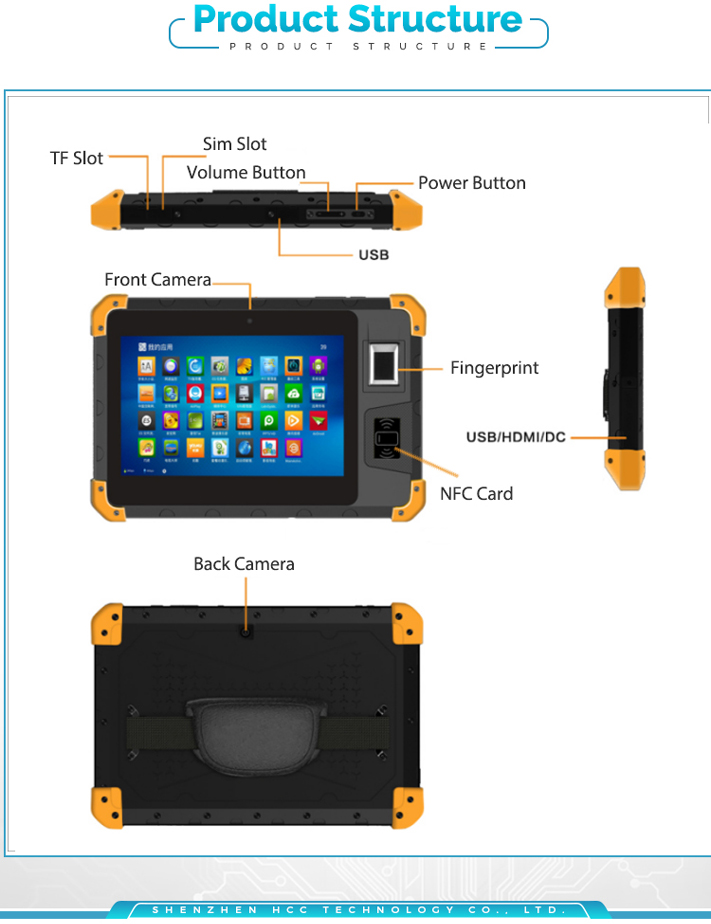 8 Inch NFC 4G UHF Industrial Android PC Tablet POS With Fingerprint ...