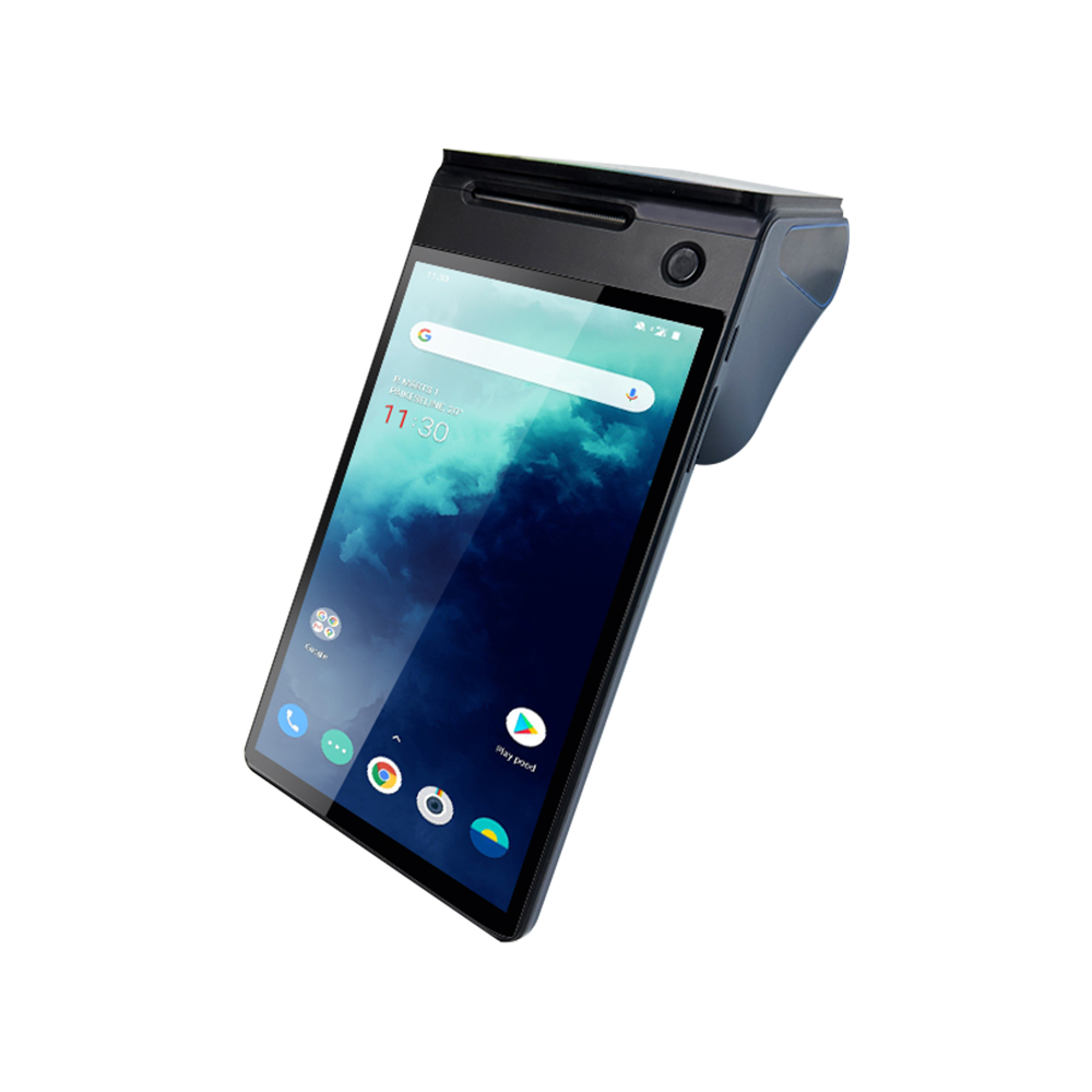 Android 14 Dual Screen 8 Inch NFC Handheld POS Terminal with 40mm Ticket Printer Contactless Card Reader Payment Z150