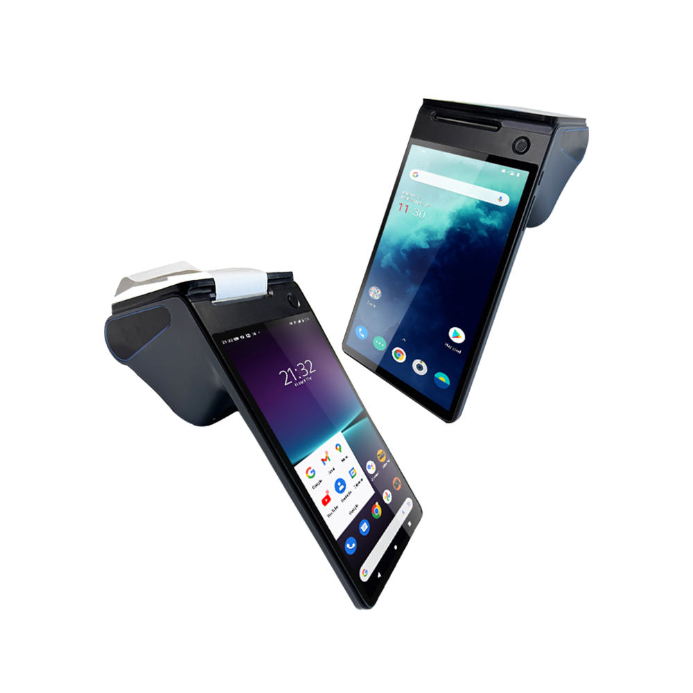 Android 14 Dual Screen 8 Inch NFC Handheld POS Terminal with 40mm Ticket Printer Contactless Card Reader Payment Z150