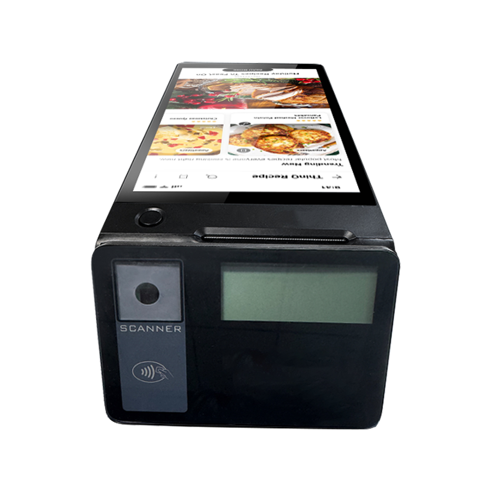Android 14 Dual Screen 8 Inch NFC Handheld POS Terminal with 40mm Ticket Printer Contactless Card Reader Payment Z150