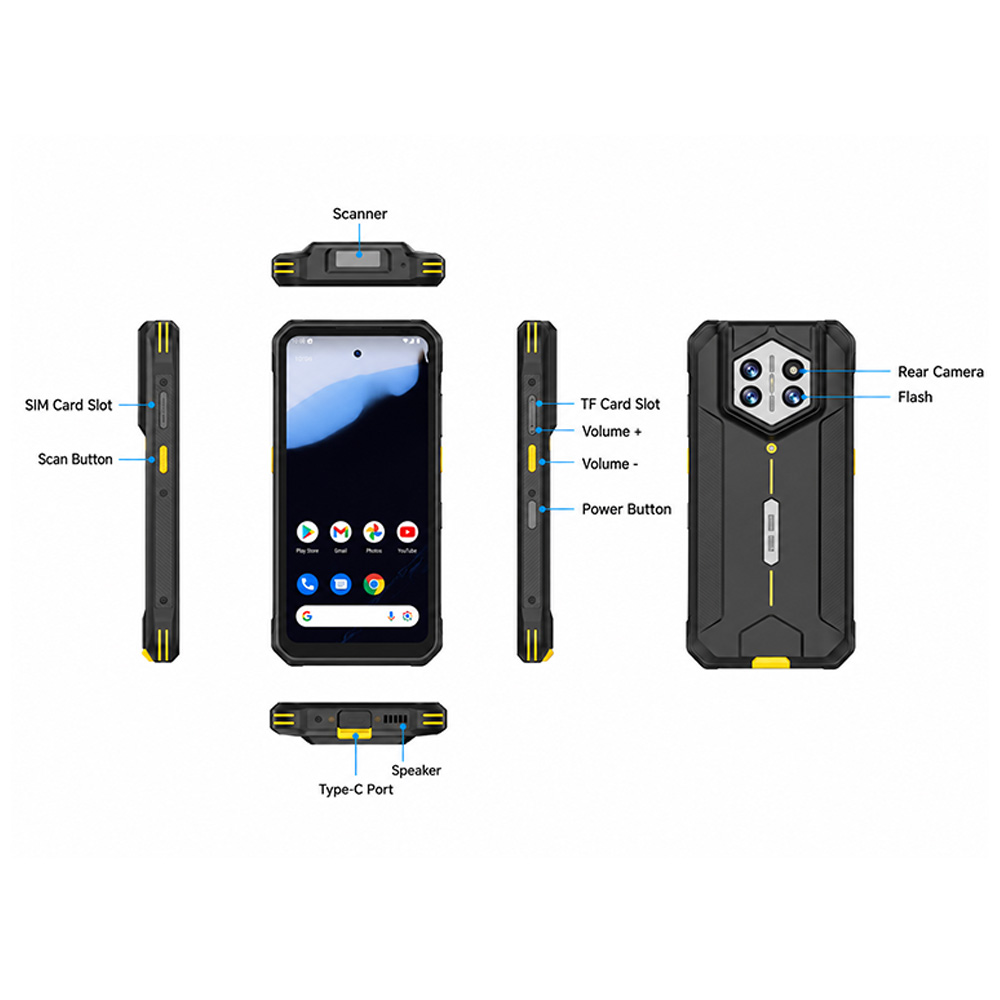 H68T Android 14 Rugged Handheld PDA with 6.56 Inch Display IP68 Protection 4G NFC and Optional Barcode Scanner